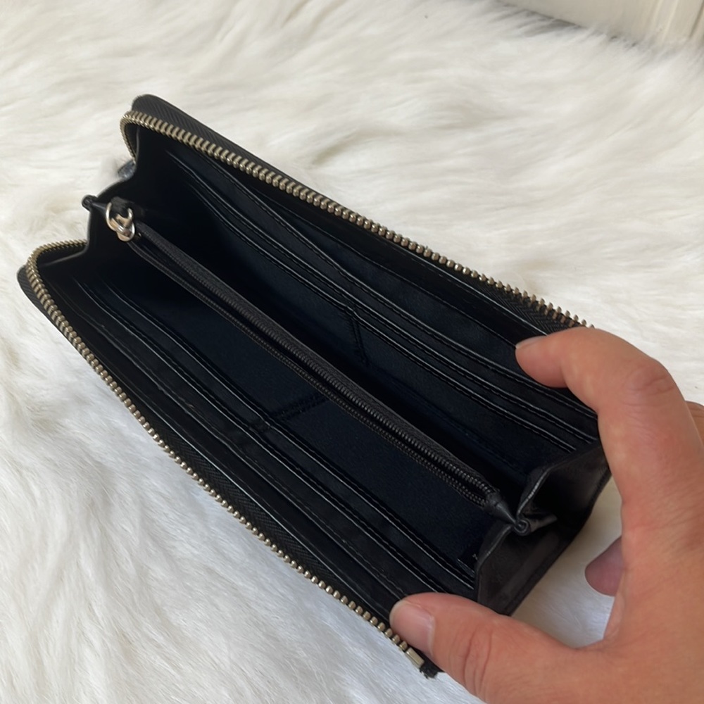 Coach Leather Zip Continental Wallet in Black - Picture 4 of 7
